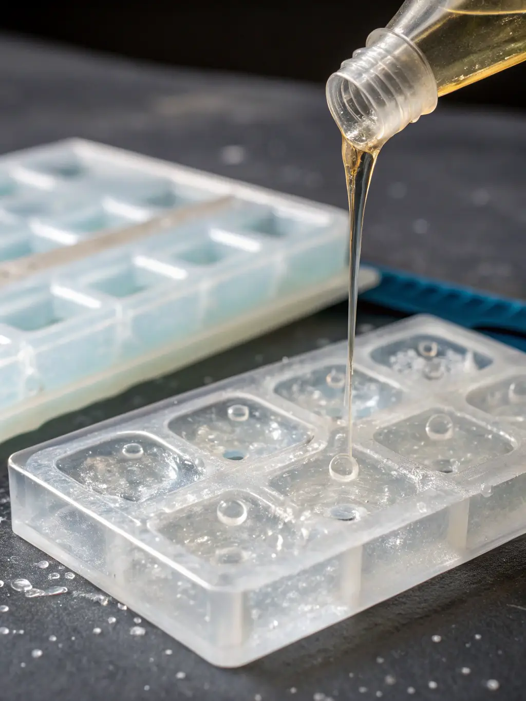 An image showcasing various embedded designs (stones, shells, metal accents) within the epoxy resin of a modern table, demonstrating the artistic possibilities.