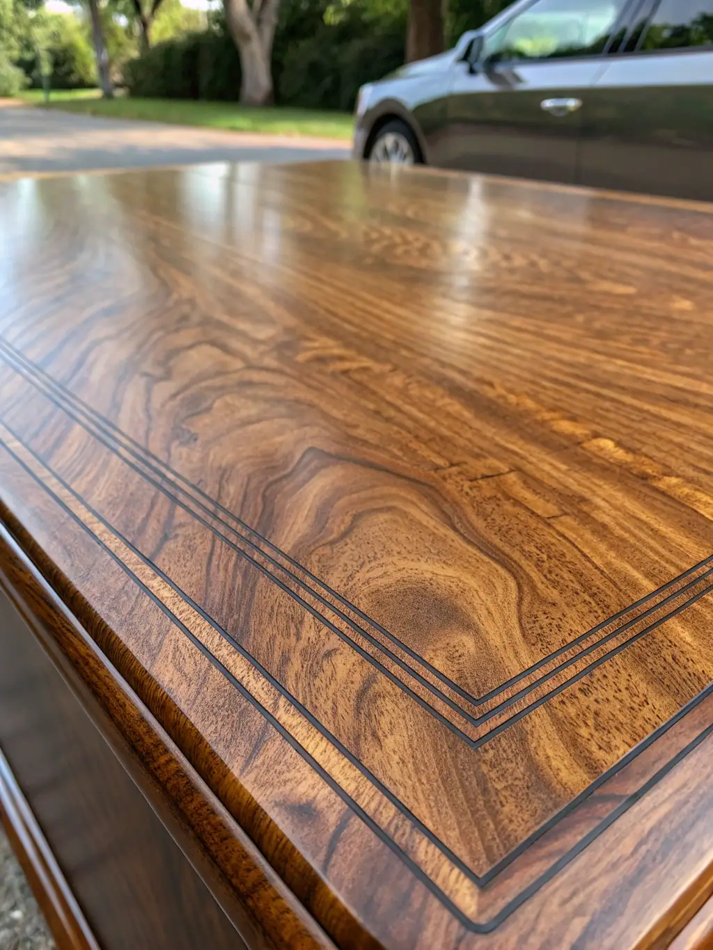 A close-up shot of various wood samples (walnut, maple, oak) used for modern epoxy tables, showcasing the natural grain and texture of each wood type.